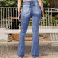 Vintage Side Buttons Mid-rise Bell Bottom Jeans