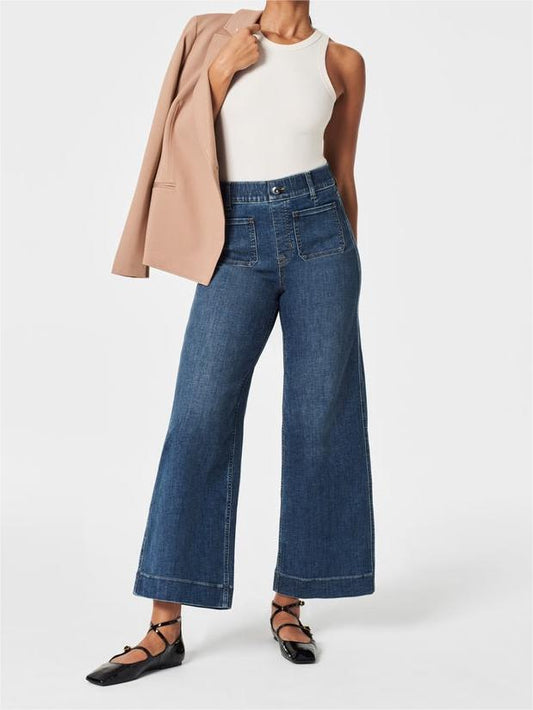 ⏳Tummy Control Cropped Wide-Leg Jeans