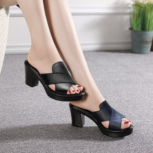 Women's Platform Slip on Chunky High Heel Sandals🌸（Free worldwide shipping 🌍）