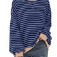 🎉 Exclusive Deal, Only Here and Now! 😲-Women's Oversized Striped Long Sleeve Pullover (Buy 2 Free Shipping)