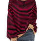 🎉 Exclusive Deal, Only Here and Now! 😲-Women's Oversized Striped Long Sleeve Pullover (Buy 2 Free Shipping)