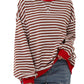 🎉 Exclusive Deal, Only Here and Now! 😲-Women's Oversized Striped Long Sleeve Pullover (Buy 2 Free Shipping)