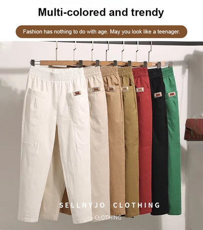 🔥Hot Sale🔥Good Gift-Women's Elastic Waist Cotton Trousers