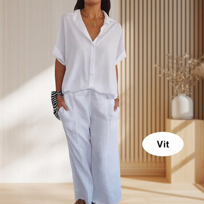 🔥HOT SALE 49% OFF🔥Women's two-piece V-neck shirt and trousers set